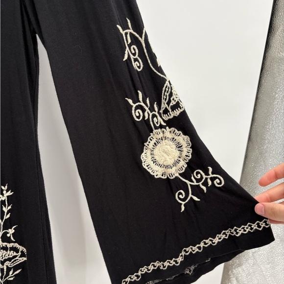 Y2K Boho Vintage Bell Long Sleeve Black Embroidered Dress Tunic Size Medium - Picture 7 of 15